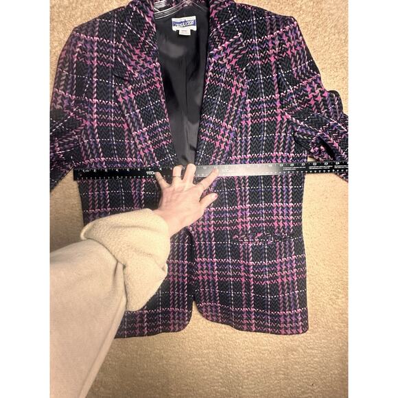 Vtg 80’s Pendleton Women Blazer 14 Pink Purple Gray Plaid 100% Virgin Wool USA - Picture 16 of 16
